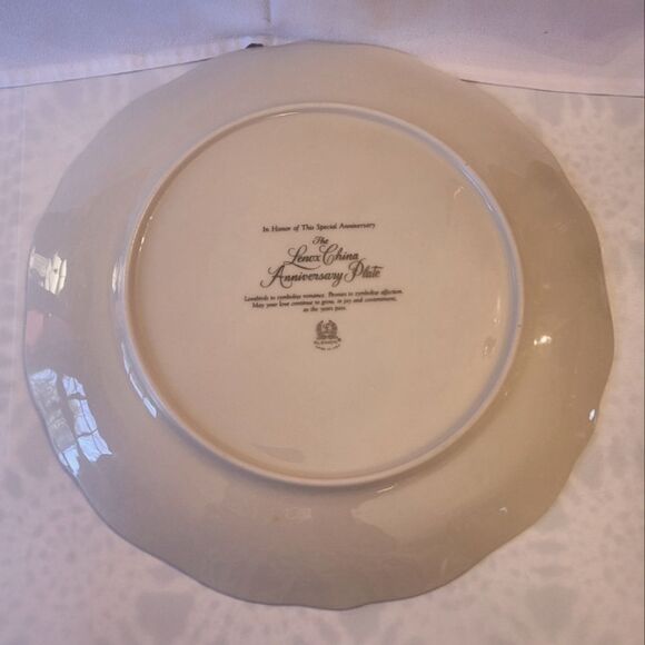 Vintage Mint Lenox China Collectors Anniversary Plate w/Lovebirds & Silver Trim - Picture 2 of 6
